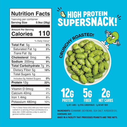 The Only Bean Crunchy Dry Roasted Edamame, Sea Salt, 10 x 0.9 oz Packs - view 2