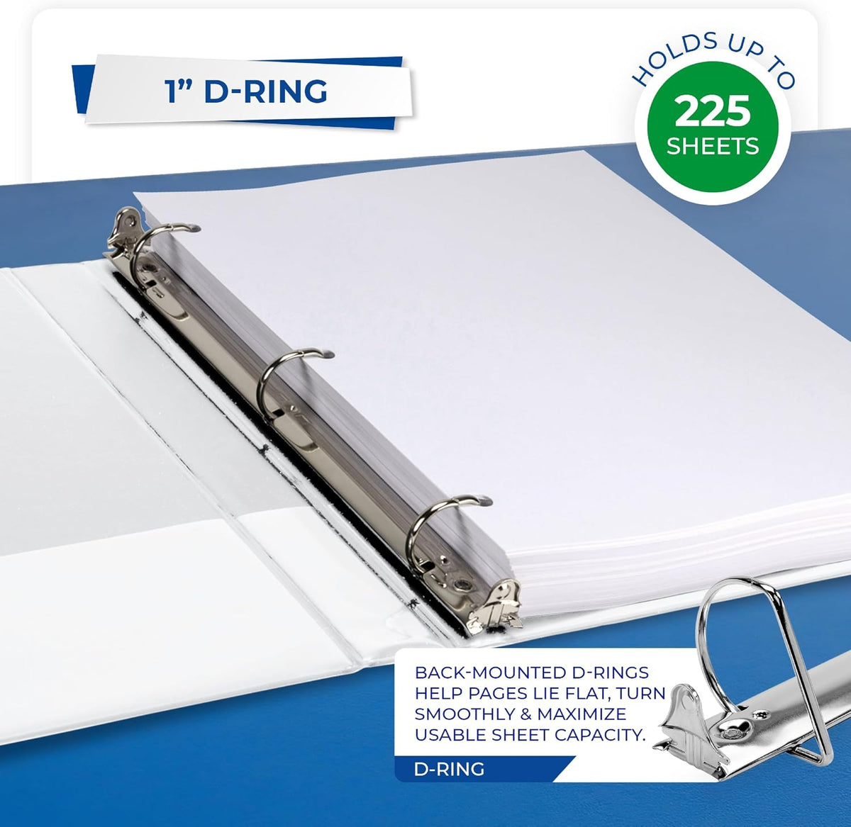 Samsill Durable 1 Inch D Ring Binder, Clear View Cover, White - view 4