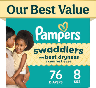 Pampers Swaddlers Nappies, Size 8 (30+ lbs), 76 Count
