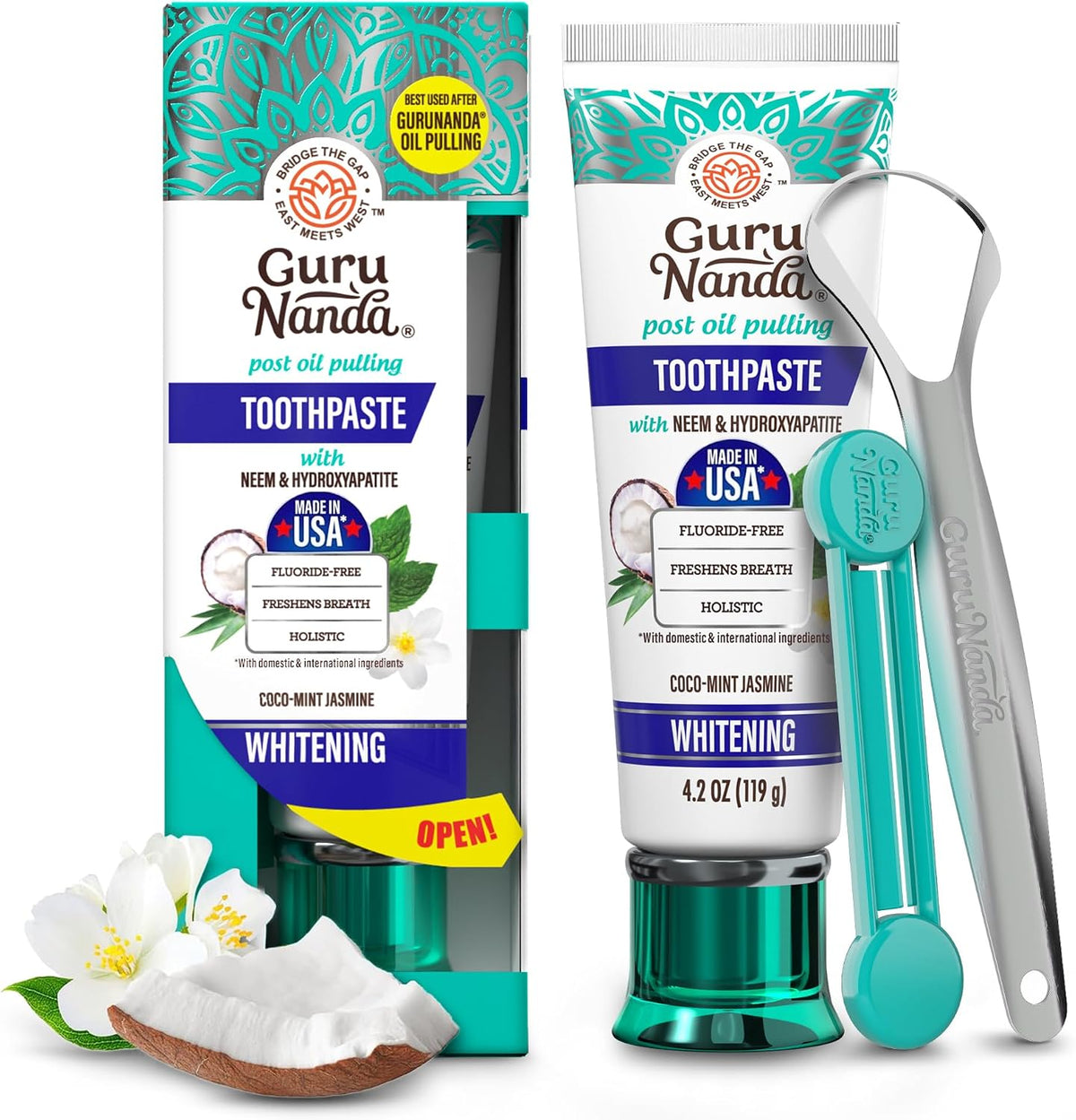 GuruNanda Hydroxyapatite Toothpaste with Neem, SLS and Fluoride Free, 4.2 oz — product view