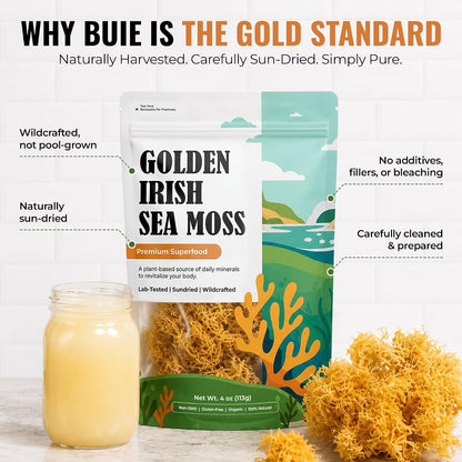 BUIE Golden Irish Sea Moss 56g, Raw and Wildcrafted - view 5