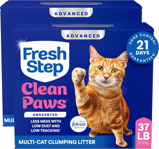 Fresh Step Advanced Clean Paws Multi-Cat Clumping Litter, 18.5 lb, Pack of 2