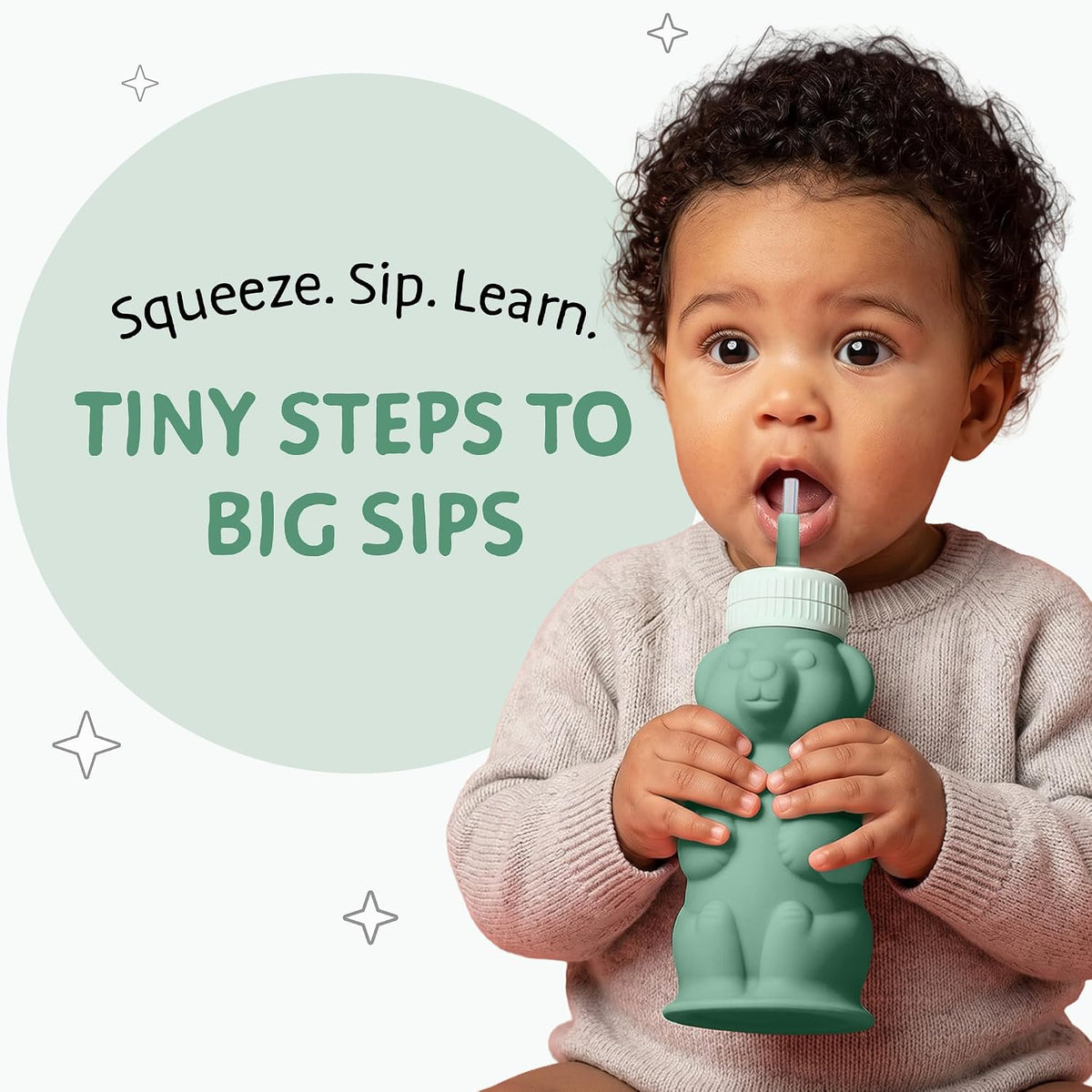 Legendairy Milk Honey Bear Silicone Straw Sippy Cup, Green, 8 oz (240 ml) - view 5