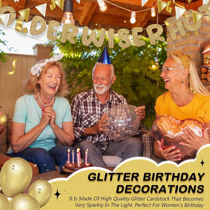 Fulmoon Older Wiser Hotter Birthday Banner, Champagne Gold, 2.2 m - view 4