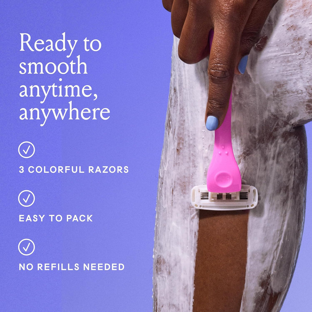 Billie 3 Blade Disposable Razors for Women, The Malibu Set, 3 Count - view 6