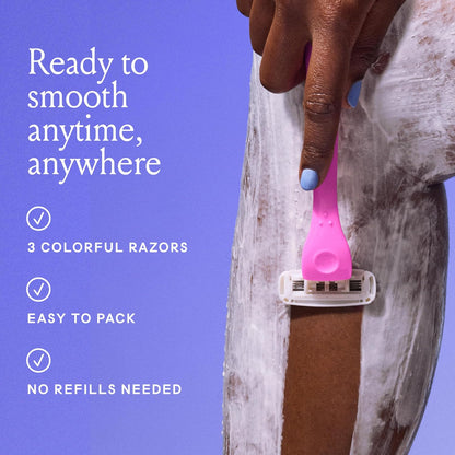 Billie 3 Blade Disposable Razors for Women, The Malibu Set, 3 Count - view 6