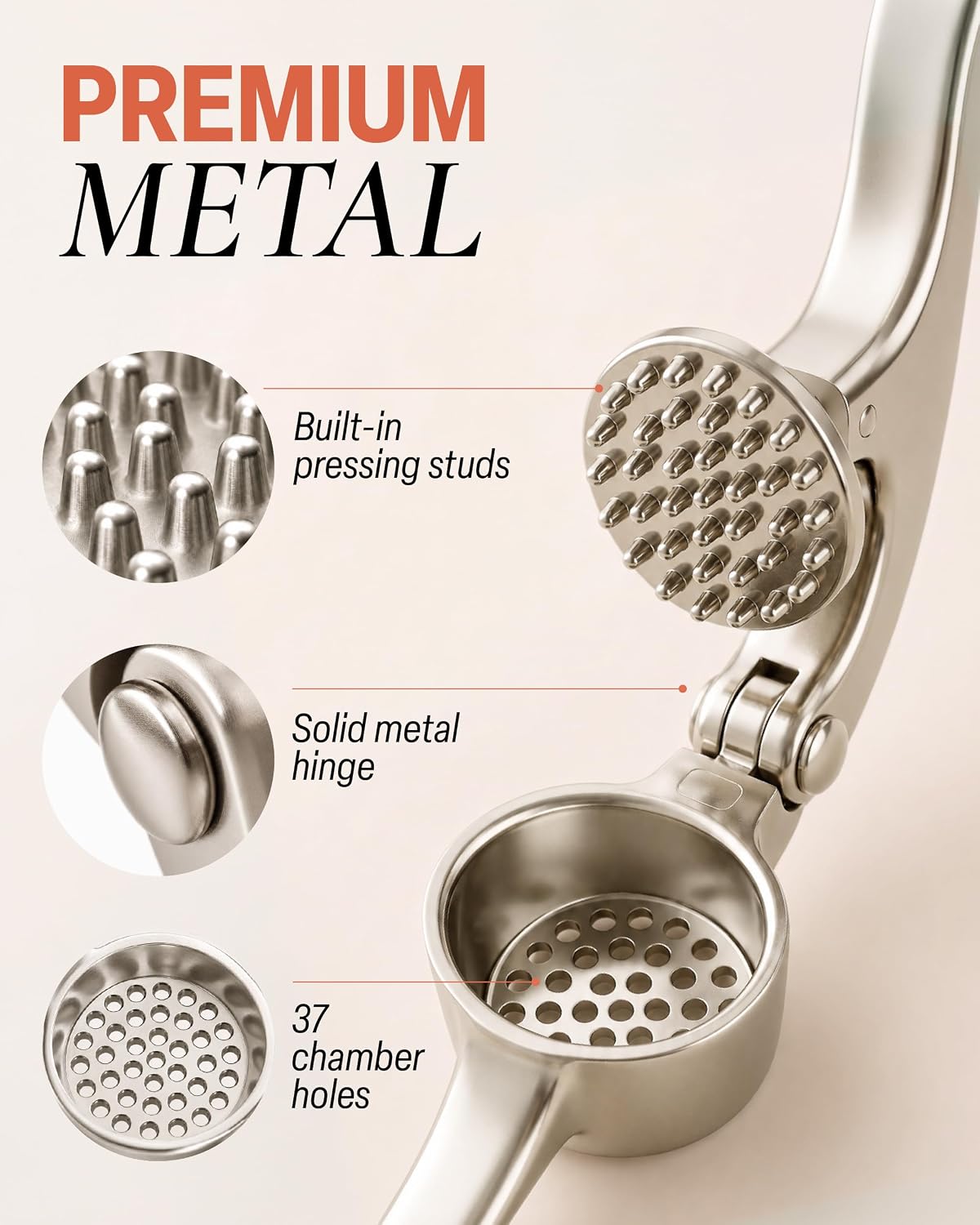 Zulay Kitchen Stainless Steel Garlic Press and Mincer, Silver - view 3
