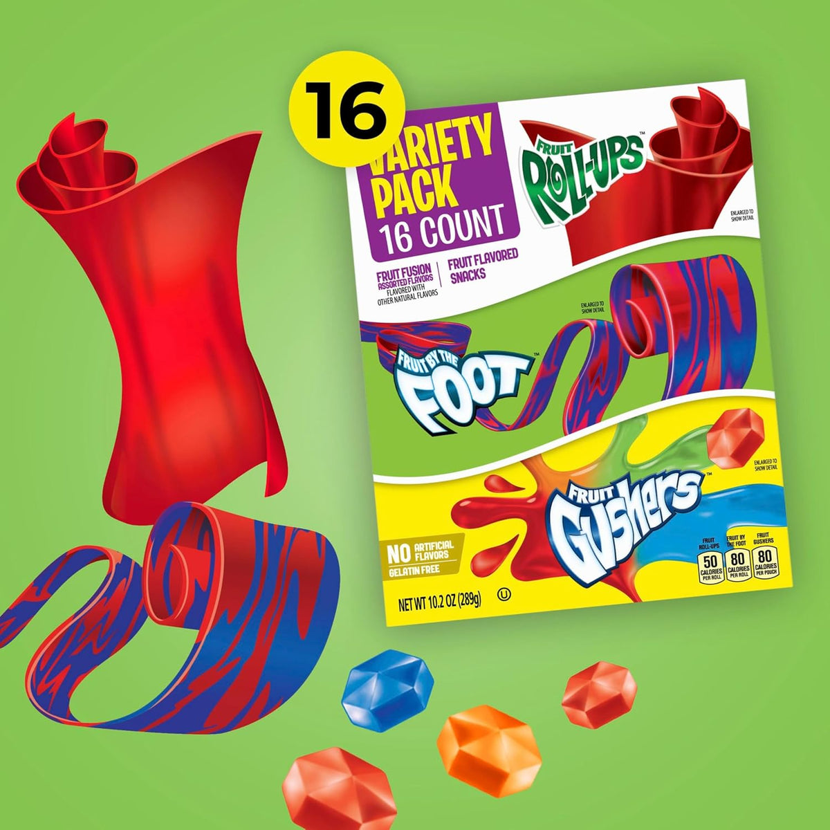 Fruit by the Foot, Fruit Roll-Ups & Gushers Variety Pack, 16 Count - view 5