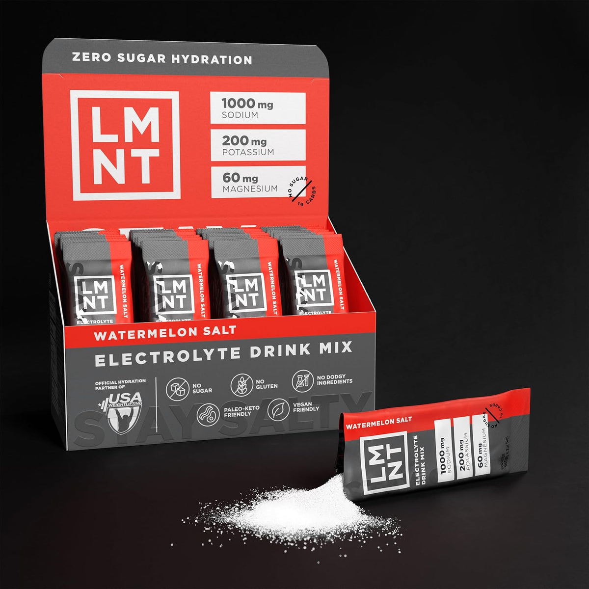 LMNT Zero Sugar Electrolyte Drink Mix Watermelon Salt 30 Count - view 3