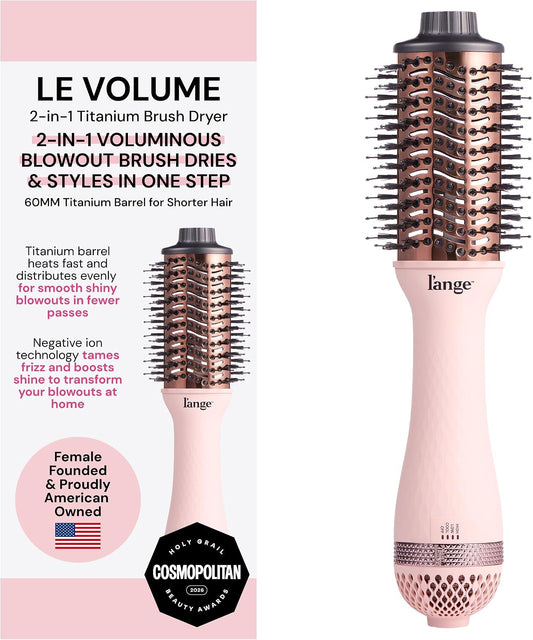 L'ANGE HAIR Le Volume 2-in-1 Titanium Blow Dryer Brush, Blush, 60 mm