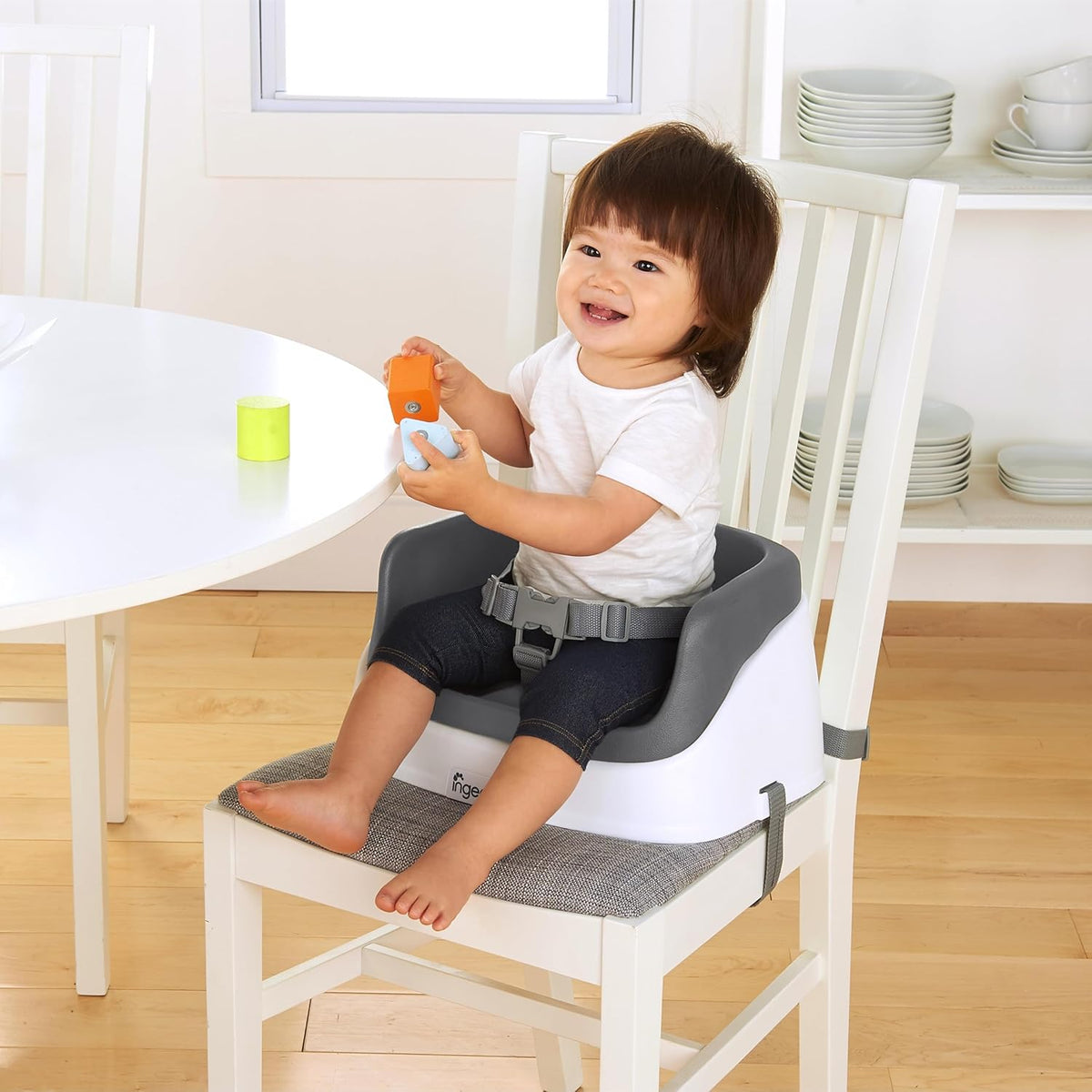 Ingenuity SmartClean Toddler Booster Seat for Chairs, Slate - view 5
