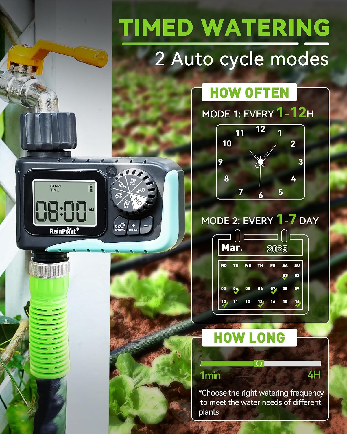 RAINPOINT Programmable Garden Hose Sprinkler Timer, 1 Outlet — alternate product view