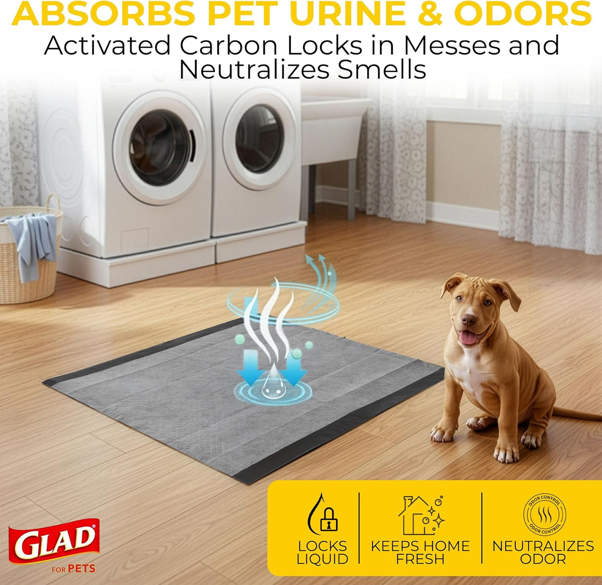 Glad for Pets Activated Carbon Dog Pee Pads, Large, 100 Count - view 4
