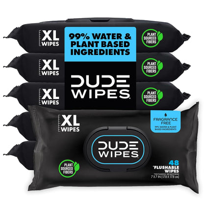 DUDE Wipes Unscented Flushable Wet Wipes, Sensitive Skin, 288 Count