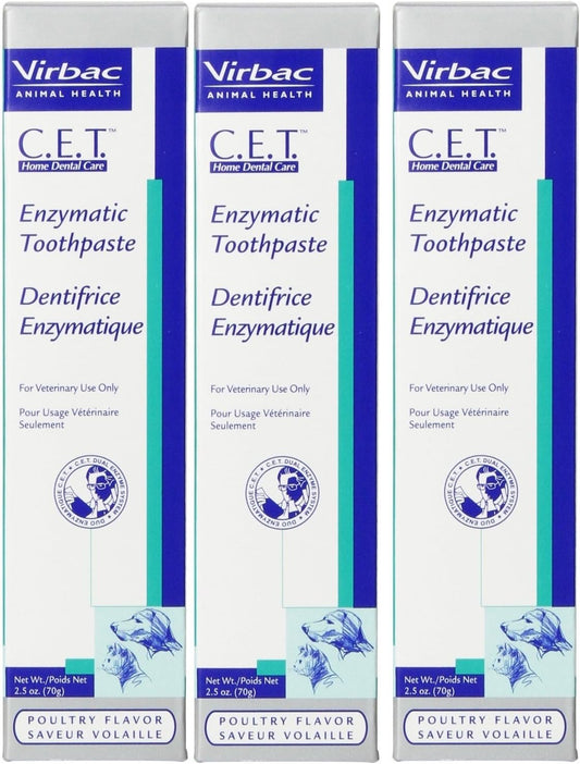 Virbac CET Poultry Toothpaste for Dogs and Cats 2.5 oz (70 g), Pack of 3