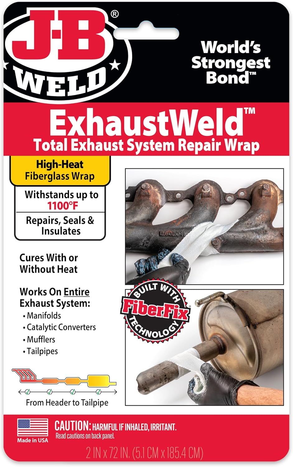 J-B Weld ExhaustWeld Exhaust Repair Wrap, 2 x 72 Inch, White