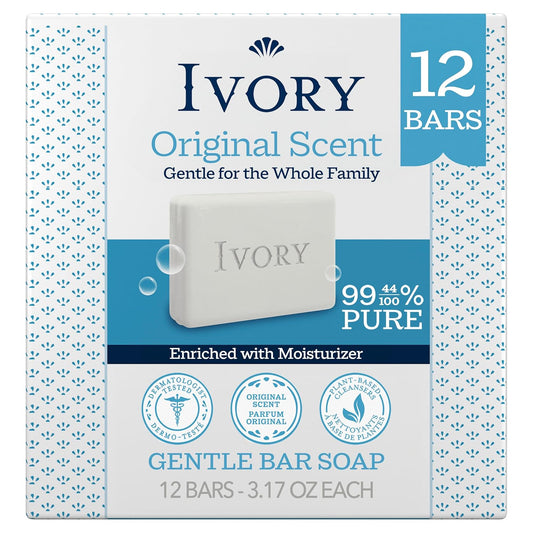 Ivory Original Scent Bar Soap, 3.17 oz, 12 Count