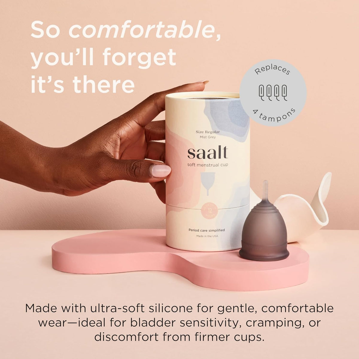 Saalt Soft Menstrual Cup, Small, Grey - view 2