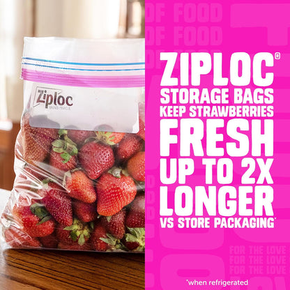 Ziploc Smart Zipper Quart Storage Bags, 80 Count, Clear - view 3