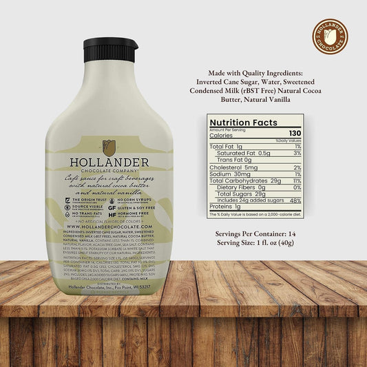 Hollander Chocolate Co. White Chocolate Cafe Sauce 443 ml (15 fl oz) - view 2