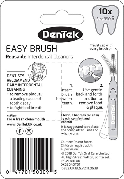 DenTek Easy Brush Interdental Brushes, ISO 3 / 0.6 mm, Pack of 10 - view 2