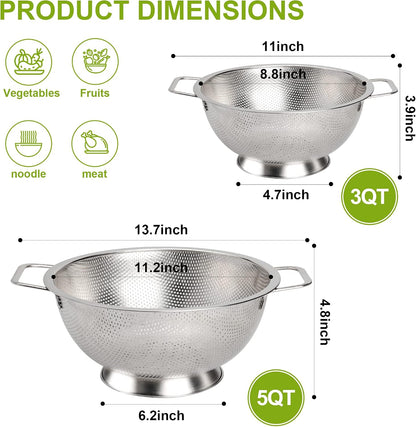 Gulex Stainless Steel Colander, 3 Quart, Dishwasher Safe - view 2
