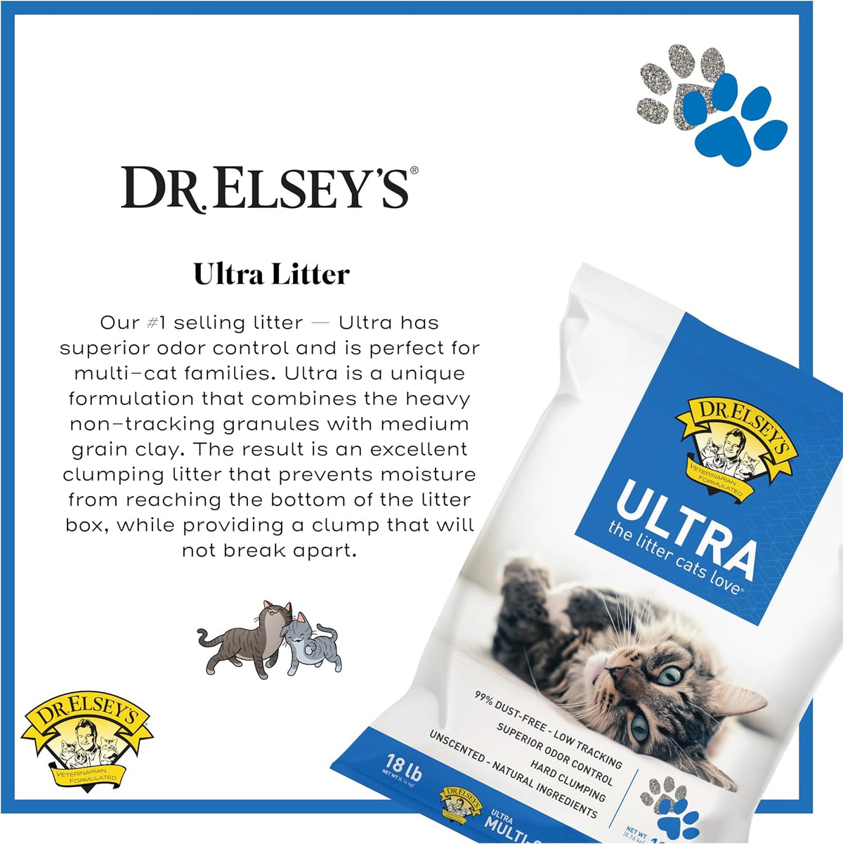 Dr. Elsey's Ultra Unscented Clumping Clay Cat Litter, 18 lb - view 3