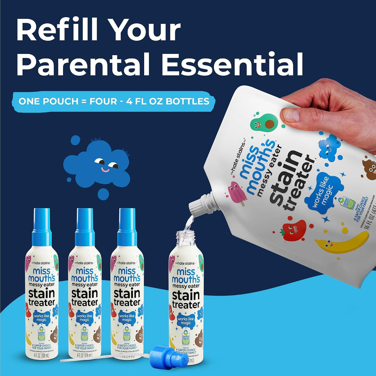 Miss Mouth's Messy Eater Laundry Stain Remover Refill, 16 oz Pouch — alternate product view