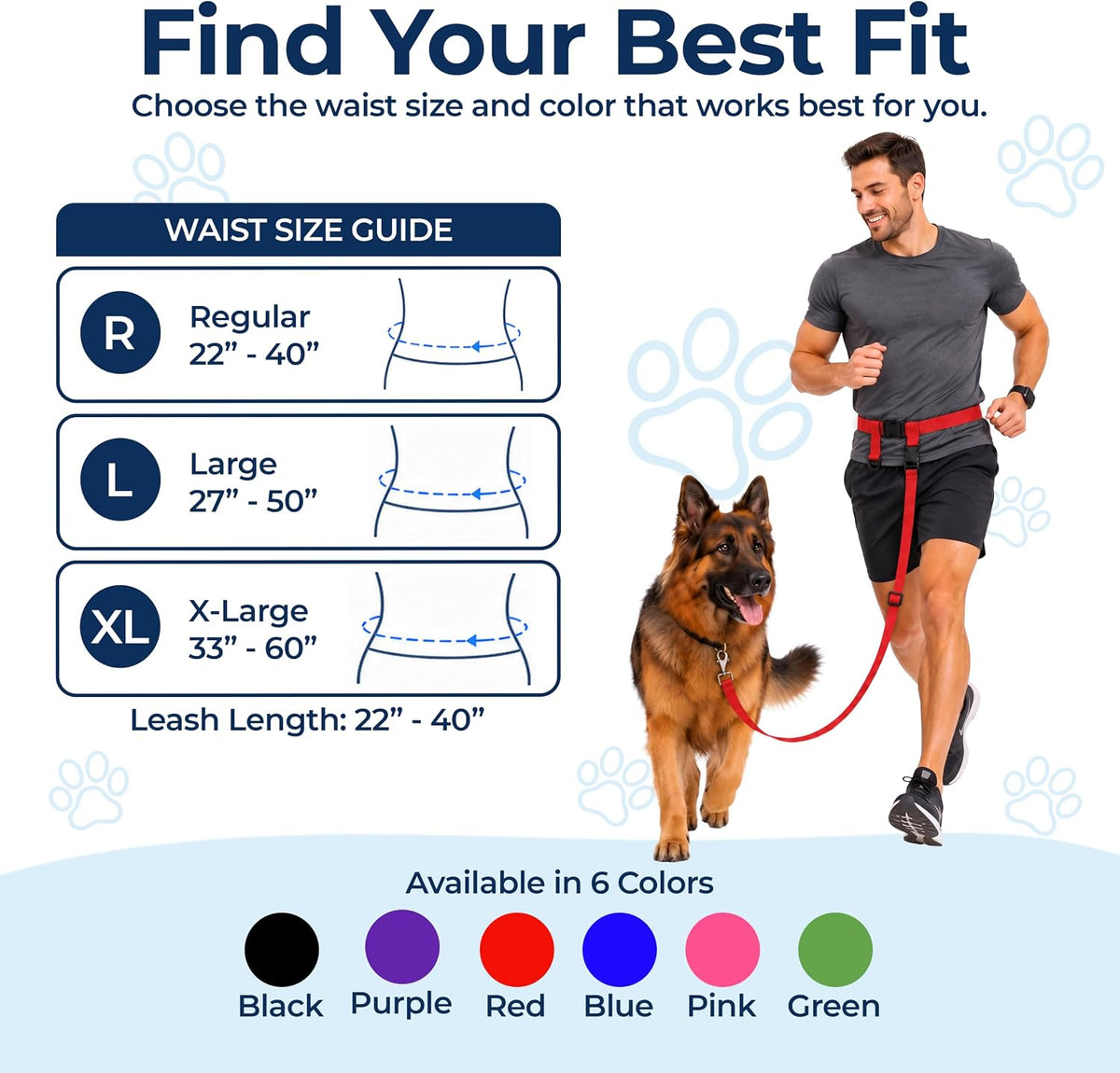 The Buddy System Adjustable Hands Free Dog Lead, Regular, Red - view 4