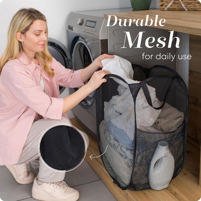 Handy Laundry Collapsible Mesh Pop-Up Hamper with Side Pocket, 2-Pack - view 5