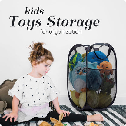 Handy Laundry Collapsible Mesh Pop-Up Hamper with Side Pocket, Pack of 2 - view 6