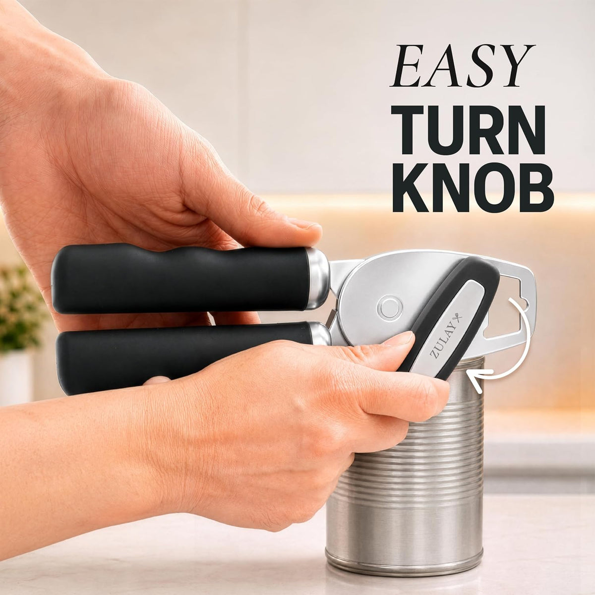 Zulay Kitchen Manual Can Opener, Stainless Steel, Black - view 6