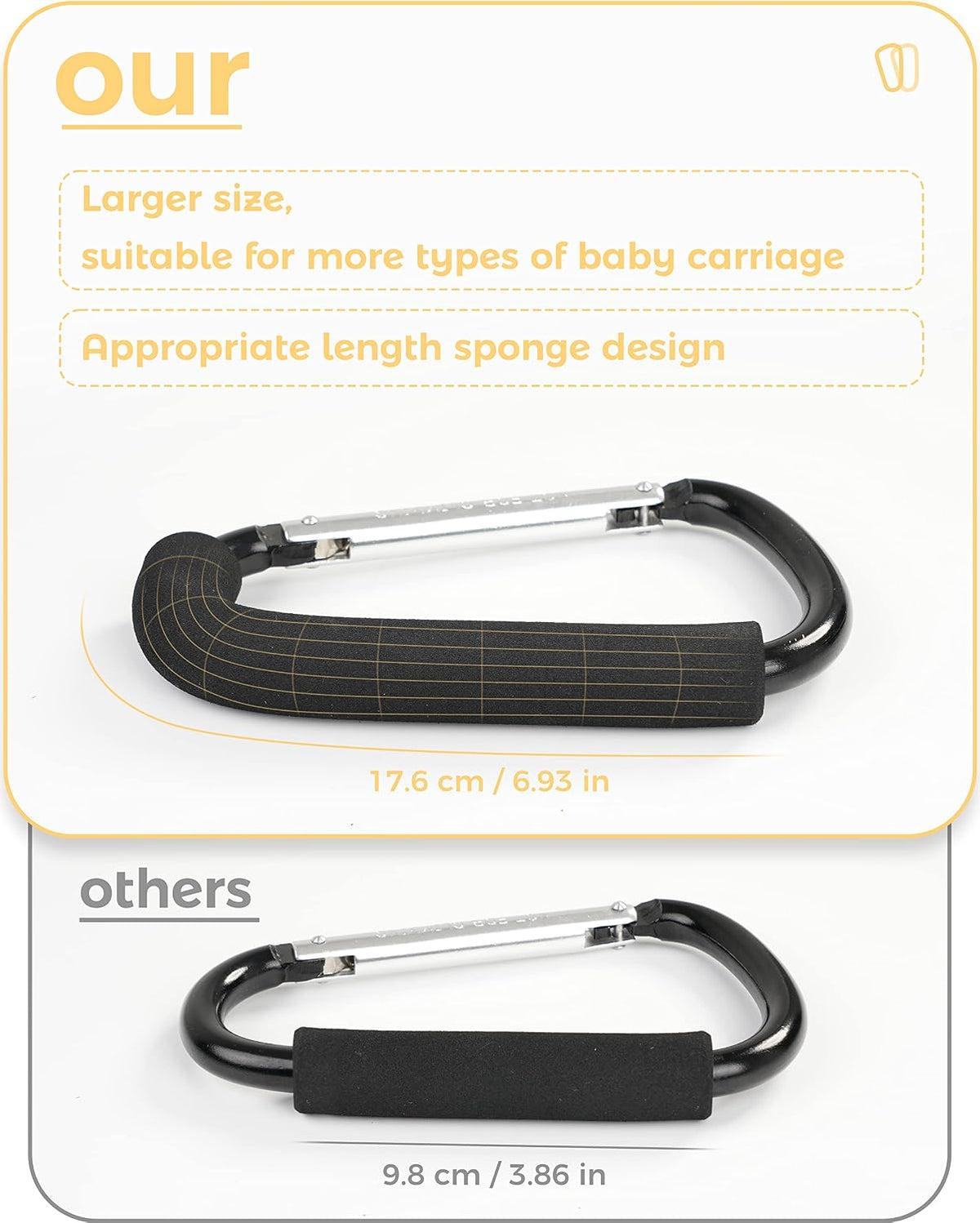 DF DUALFERV Large Pushchair Hooks, 6.3 Inch, 2 Pack - view 3