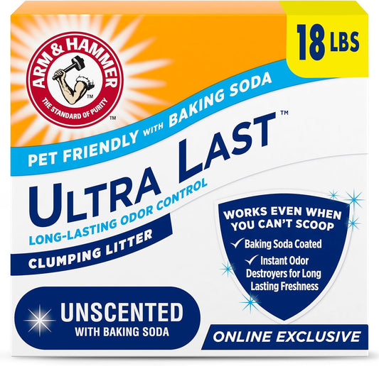 Arm & Hammer Ultra Last Unscented Multi-Cat Clumping Litter, 18 lb