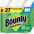 Bounty Quick-Size Paper Towels, White, 8 Family Triple Rolls