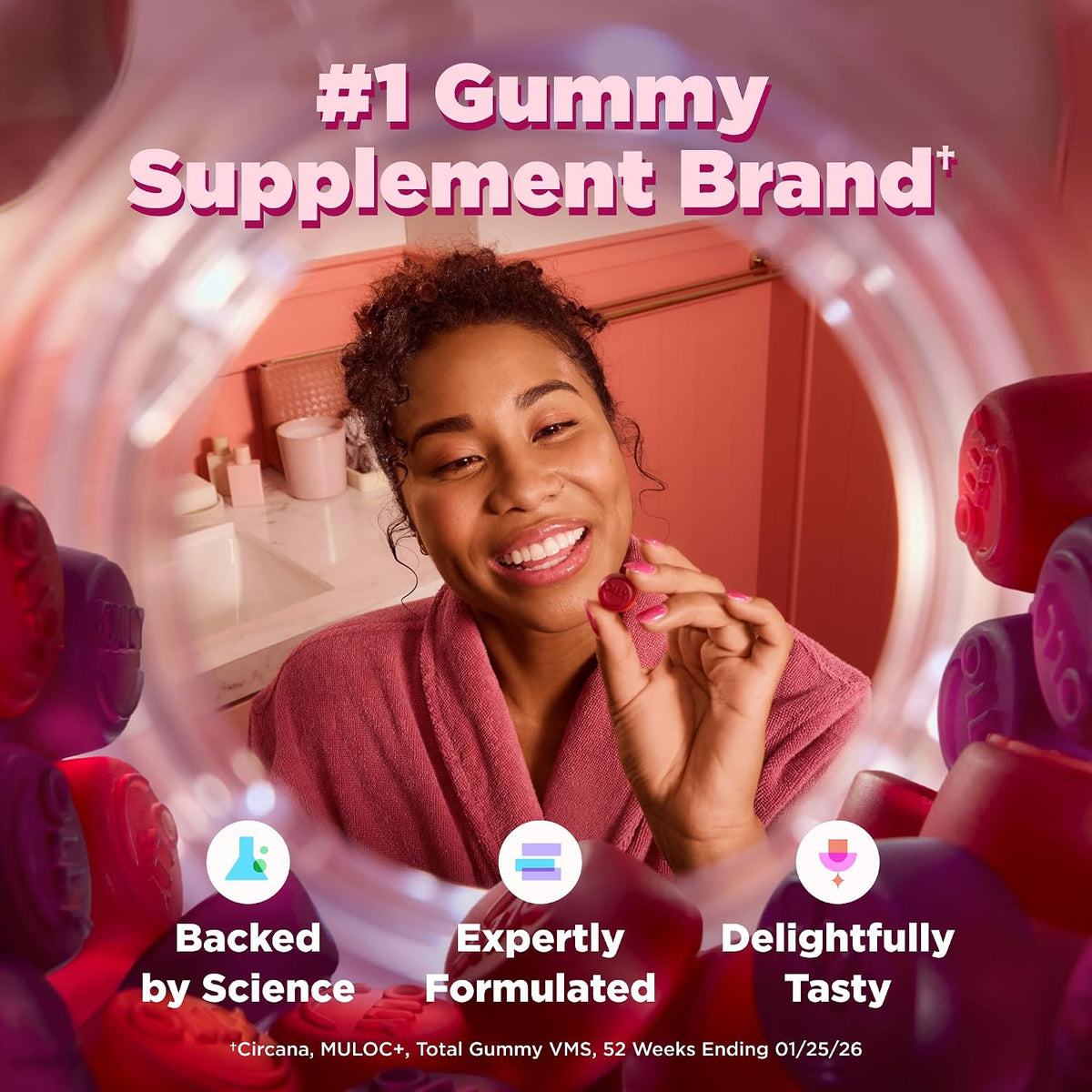 OLLY Women's Multivitamin Gummies with Biotin, Blissful Berry, 130 Count - view 5