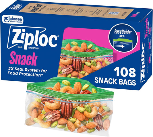 Ziploc Snack Bags with EasyGuide Seal, 108 Count