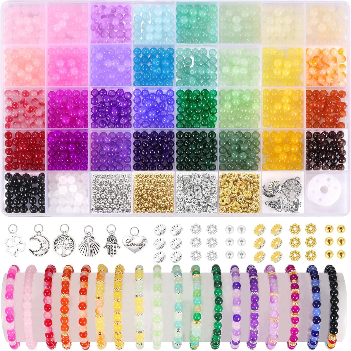 Funtopia 1368 Piece 6mm Glass Bead Kit for Bracelets and Jewellery Making — product view