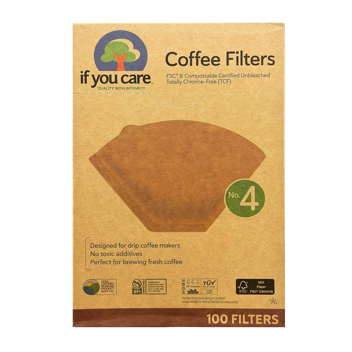 If You Care No. 4 Unbleached Coffee Filters, 100 Count
