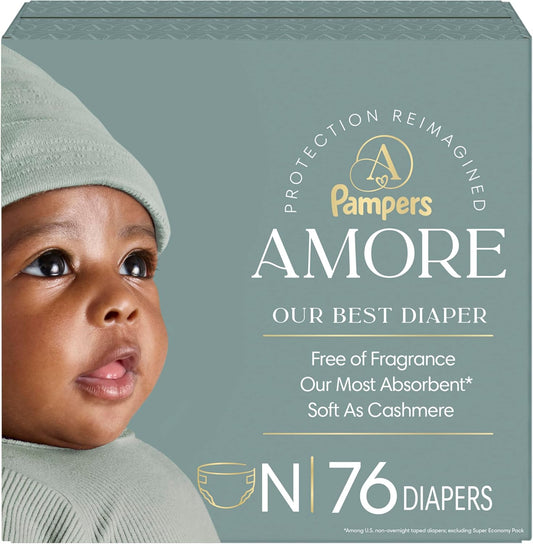 Pampers Amore Nappies Size 0 (up to 10 lbs), 76 Count