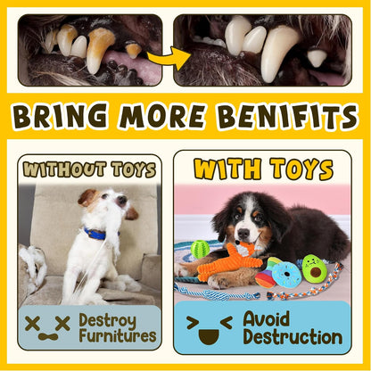 Zeaxuie 9 Pack Puppy Toys for Teething Small Dogs, Squeaky, Rope and Treat Ball - view 6