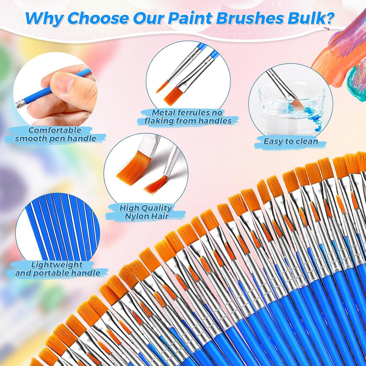 ONEXIZ Paint Brush Set, 162 Pieces, 81 Flat and 81 Round Brushes - view 3
