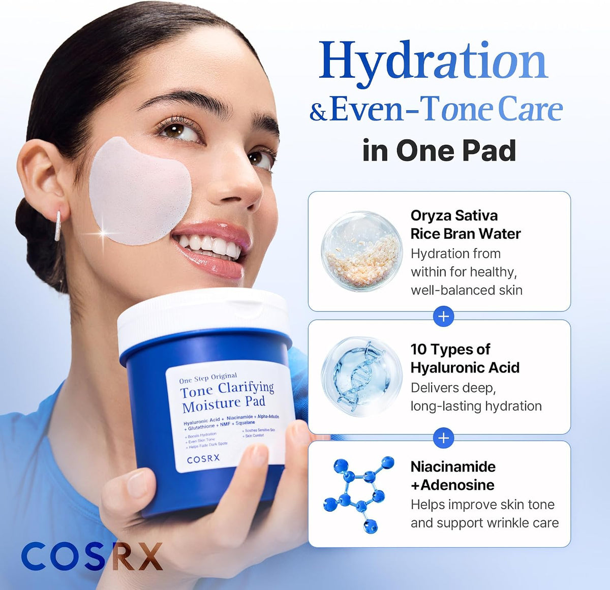 COSRX One Step Original Tone Clarifying Moisture Pad, 100 Pads - view 3