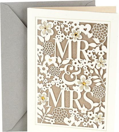 Hallmark Wedding Card (Mr. & Mrs.) with Gold Floral Cover