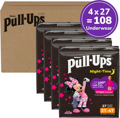 Pull-Ups Girls' Night-Time Potty Training Pants, Size 3T-4T, 108 Count - view 2