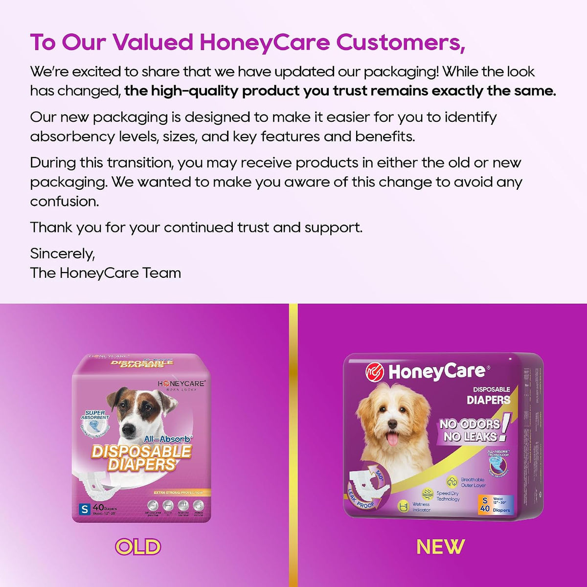 Honey Care All-Absorb Disposable Female Dog Nappies, Small, 40 Count — alternate product view