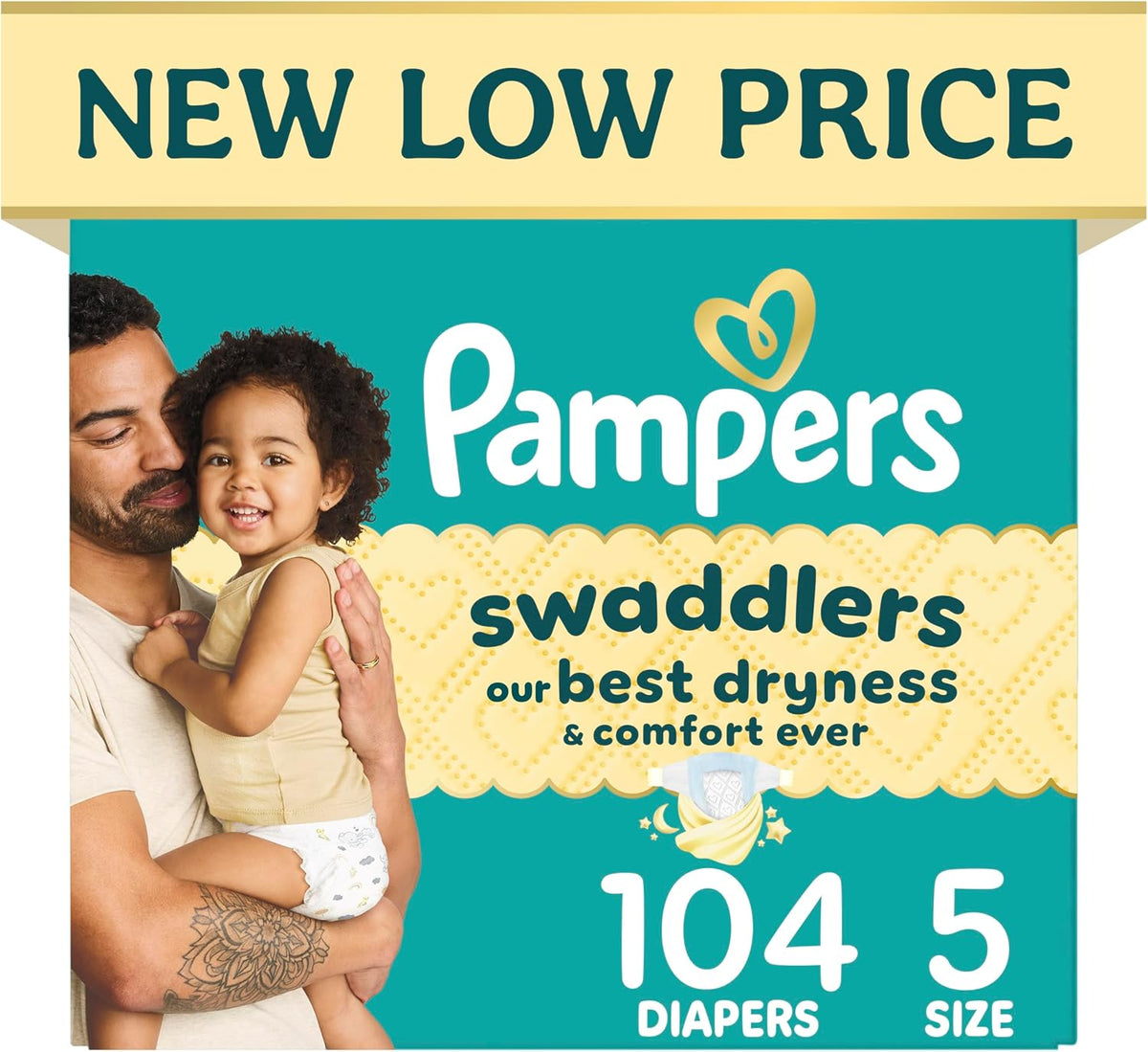 Pampers Swaddlers Nappies, Size 5 (20-37 lbs), 104 Count — product view