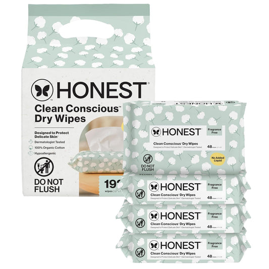 The Honest Company Organic Cotton Dry Wipes, 192 Count