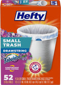 Hefty 15 L (4 Gallon) Small Trash Bags, Fabuloso Lavender, 52 Count