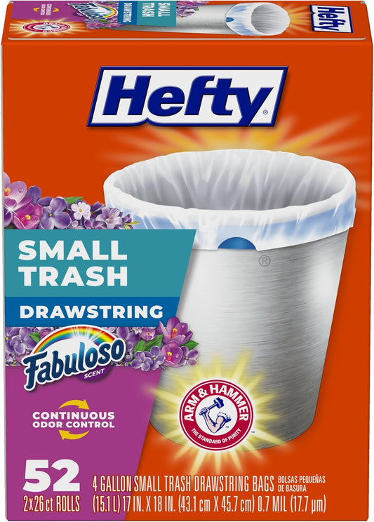 Hefty 4 Gallon Small Trash Bags, Fabuloso Lavender, 52 Count